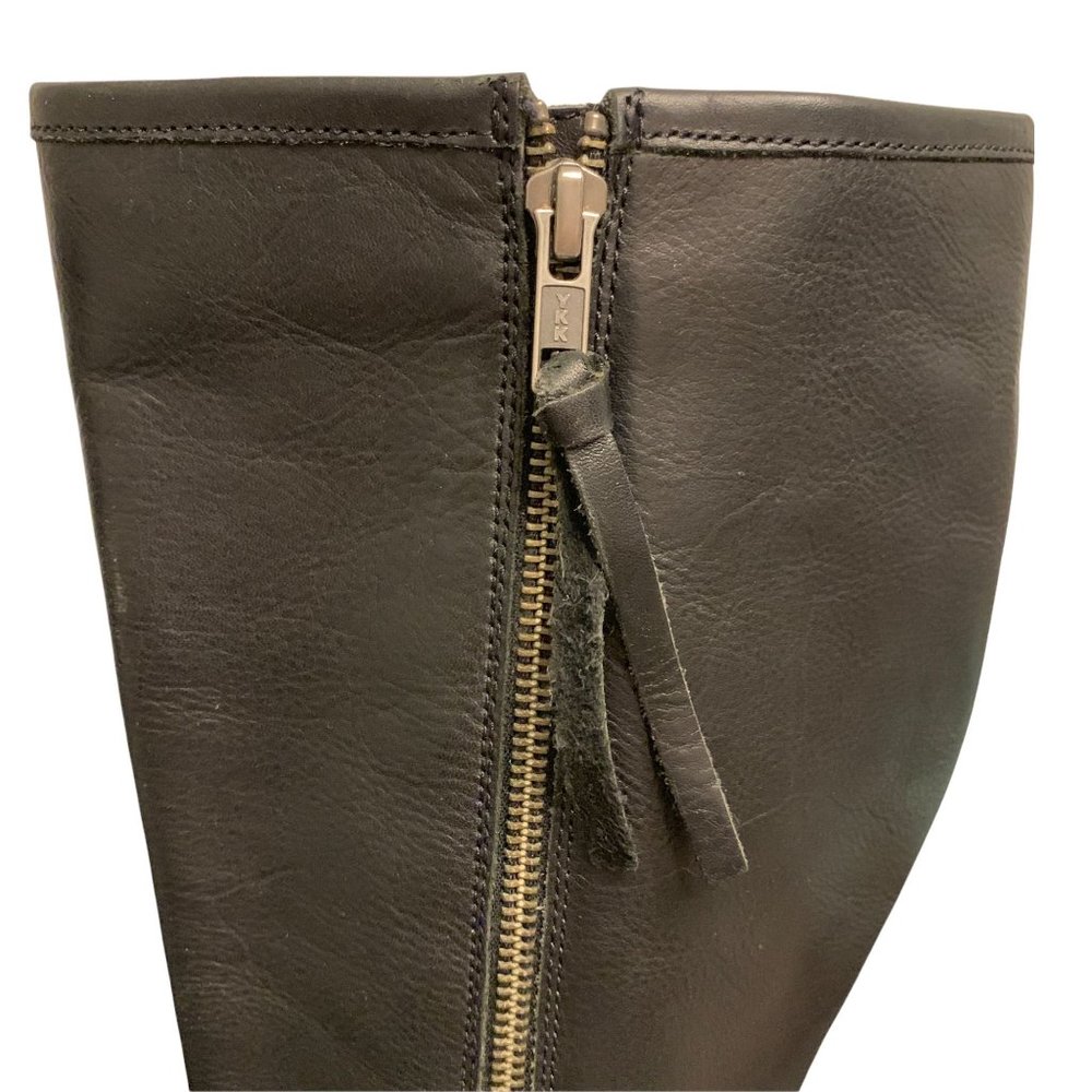 Diba Black Leather Moto Full Zip Knee High Boots Size 7 - Picture 7 of 14